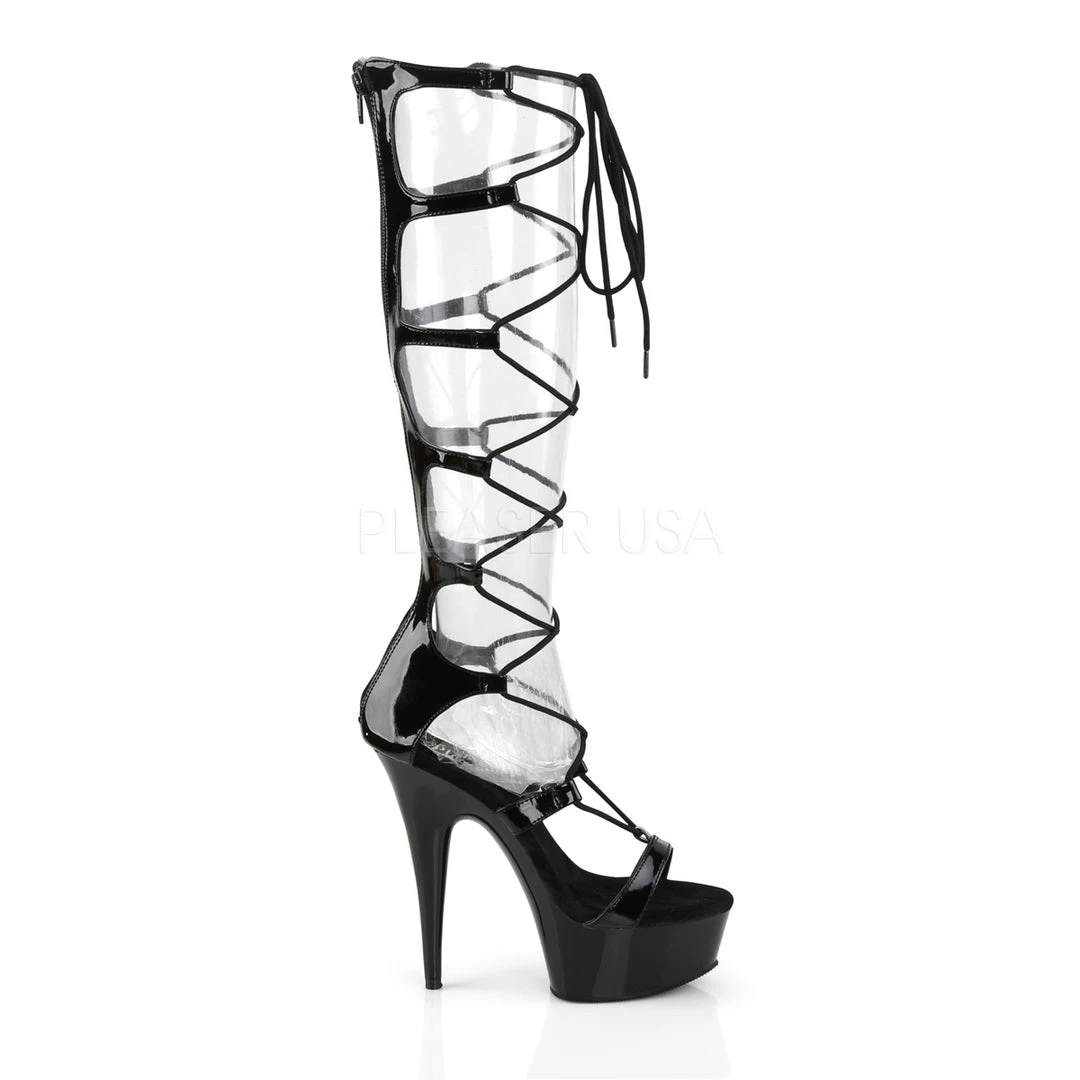 Pleaser 6" Black Lace-Up Sandal Shoes* 6 Pleaser 6" Black Lace-Up Sandal Shoes*