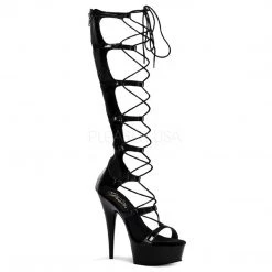 Pleaser 6" Black Lace-Up Sandal Shoes*