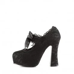 Demonia 5" Heel Black Satin 1.5" Platform Shoes*