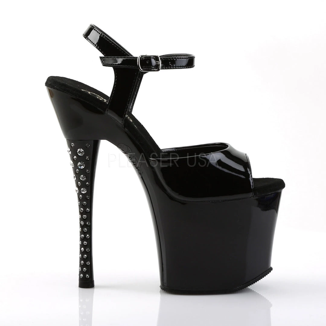 Pleaser 7" Black Ankle Strap High Heels W/ 3.3" Platform* Shoes 6 Pleaser 7" Black Ankle Strap High Heels W/ 3.3" Platform* Shoes
