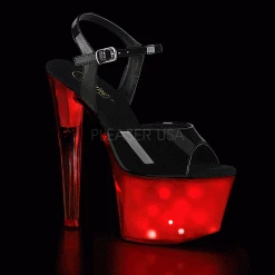 Pleaser Black/White 7" LED Illuminated Heels*