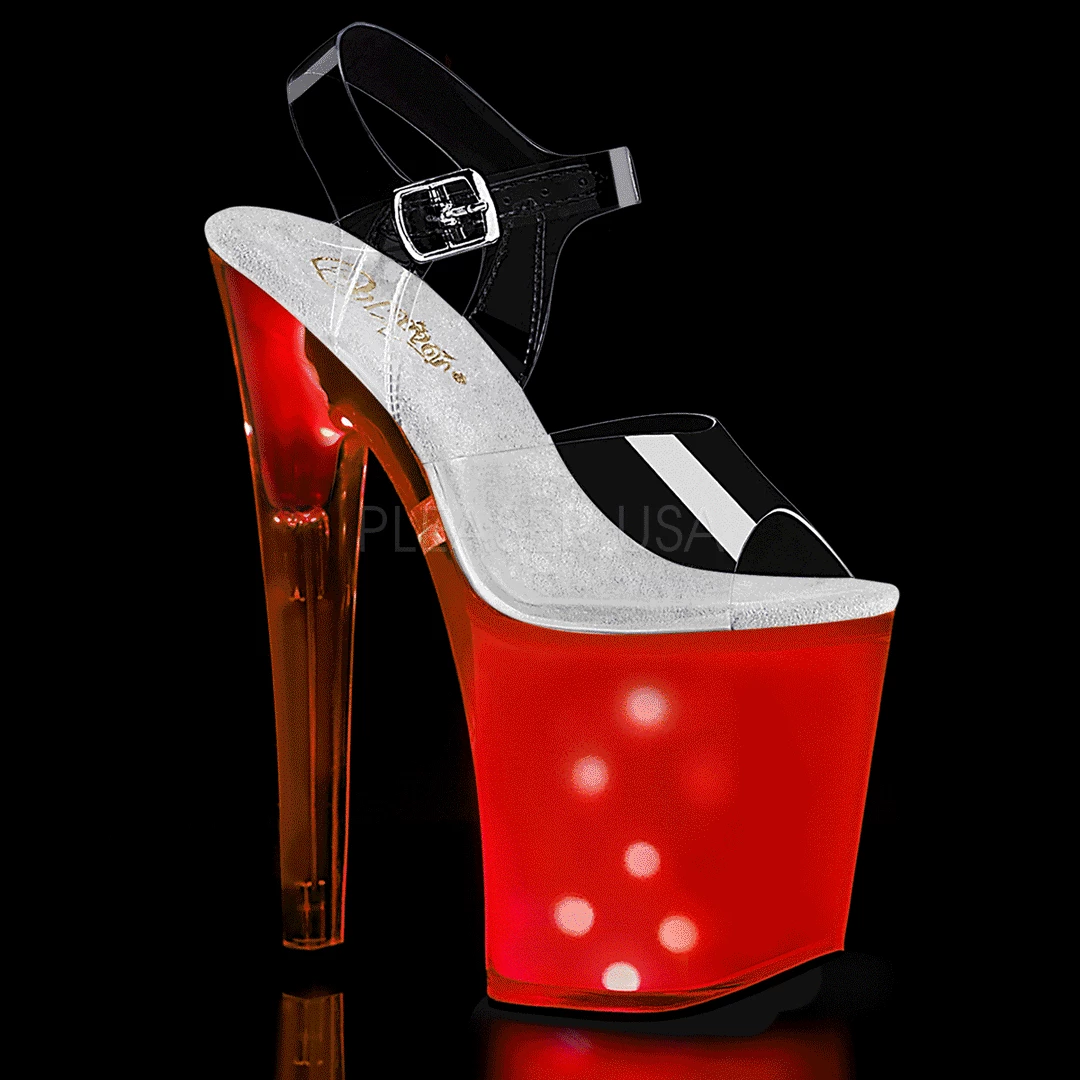 Pleaser 8" Heel Clear/Multi Color LED Illuminated Platforms* 4 Pleaser 8" Heel Clear/Multi Color LED Illuminated Platforms*