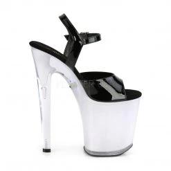 Pleaser Black/White 8" LED Illuminated Heels*