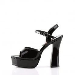 Demonia 5" Heel Black Patent Leather 1.5" Platform Sandals* Shoes