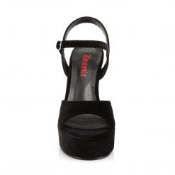 Demonia 5" Heel Black Velvet 1.5" Platform Sandals*