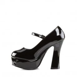 Demonia 5" Heel Black Patent Leather 1.5" Platform Shoes