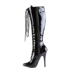 Devious 6" Patent Leather Lace-Up Knee Boot, Side Zipper* Shoes