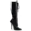 Devious 6" Patent Leather Lace-Up Knee Boot, Side Zipper* Shoes