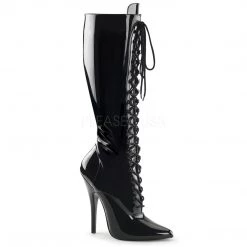 Devious 6" Patent Leather Lace-Up Knee Boot, Side Zipper* Shoes