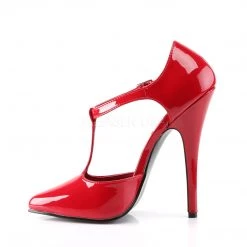 Devious Shoes 6" Red Patent Leather T-Strap D'Orsay Style Pump*