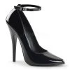 Devious 6" Black Patent Leather Ankle Strap Pump*