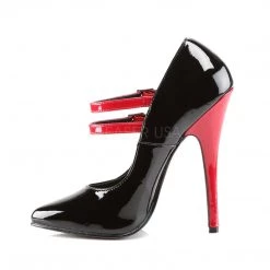 Devious 6" Mary Jane Pump W/ Contrast Heel & Red Straps*