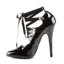 Devious Shoes 6" Lace-Up Pump W/ D-Ring & Ribbon Ankle Lace*
