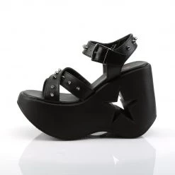Demonia Black Vegan Leather 5" Platform Sandals* Shoes