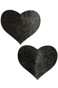 Pastease Everyday Reusable Liquid Black Heart Nipple Pasties