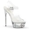 Pleaser Clear 6.5" Ankle Strap Heels* Shoes