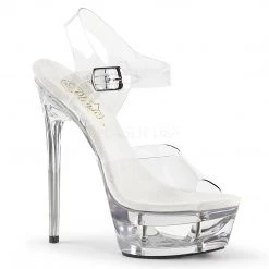 Pleaser Clear 6.5" Ankle Strap Heels* Shoes