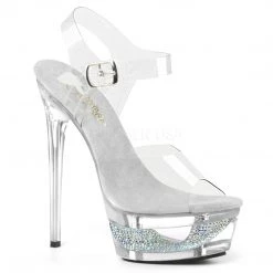 Pleaser Shoes Clear 6.5" Ankle Strap Pumps*