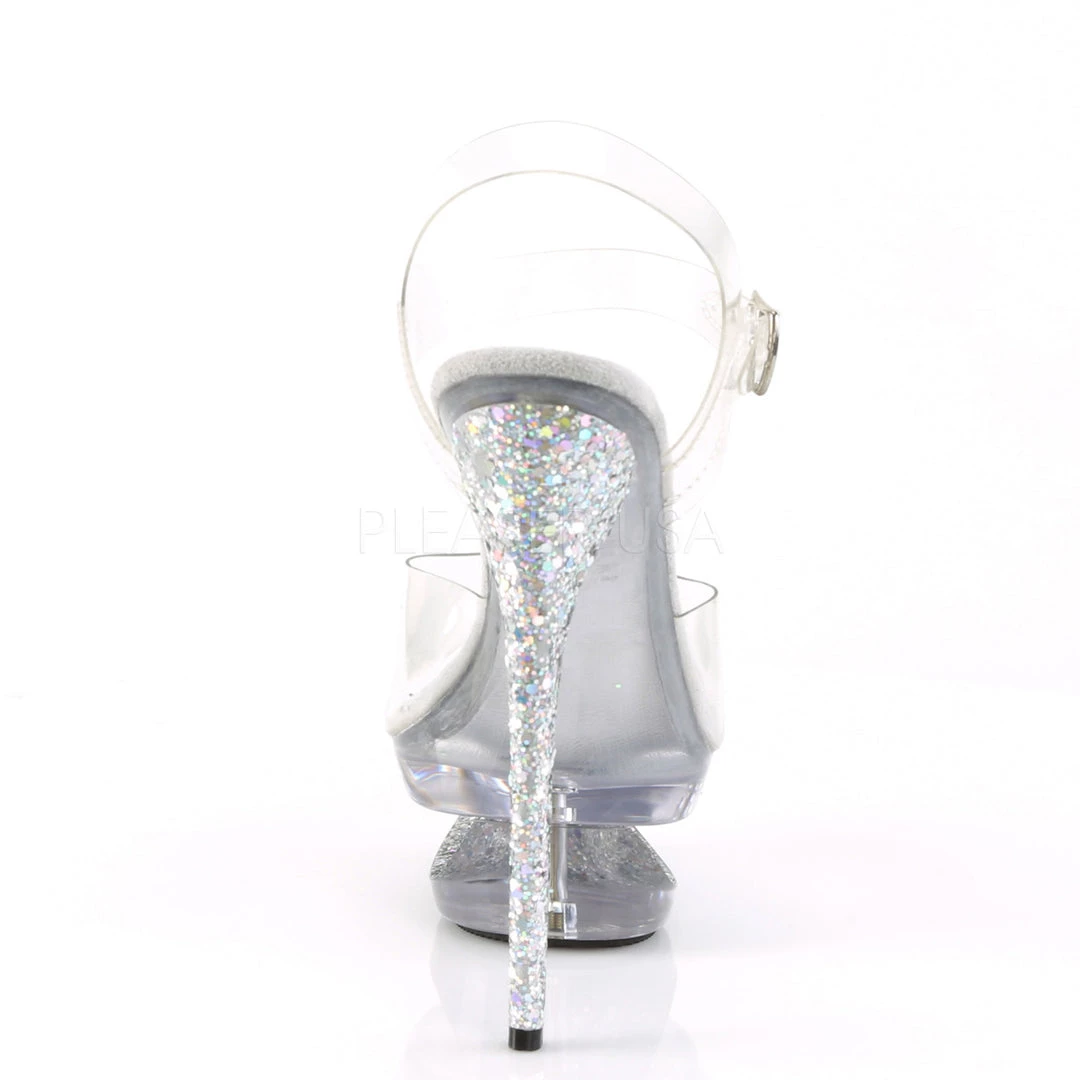 Pleaser Shoes Clear/Silver 6.5" Glitter Heels* 5 Pleaser Shoes Clear/Silver 6.5" Glitter Heels*