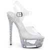 Pleaser Shoes Clear/Silver 6.5" Glitter Heels*