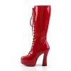 Pleaser 5" Heel Lace-Up Red Knee High Boots* Shoes