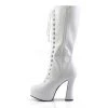 Pleaser 5" Heel Lace-Up White Faux Leather Knee High Boots* Shoes