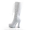Pleaser 5" Heel Lace-Up White Knee High Boots* Shoes