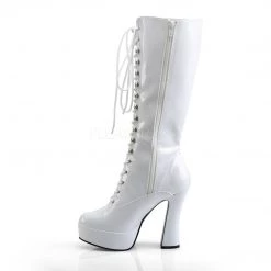 Pleaser 5" Heel Lace-Up White Knee High Boots* Shoes