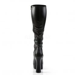 Pleaser 5" Heel Lace-Up Black Faux Leather Knee High Boots* Shoes