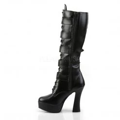 Pleaser Shoes 5" Heel Black Faux Leather Knee High Boots*
