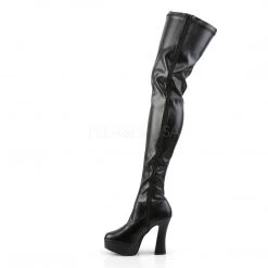 Pleaser 5" Black Stack Heel Platform Thigh Boots*