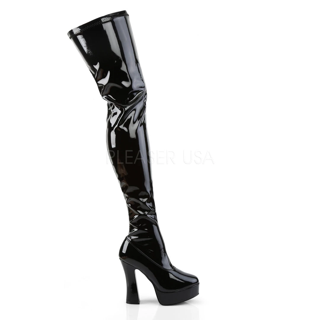 Pleaser 5" Heel Black Stack Heel Platform Boots* 6 Pleaser 5" Heel Black Stack Heel Platform Boots*