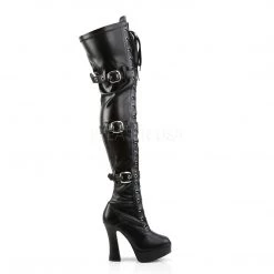 Pleaser 5" Black Stack Heel Platform Lace-Up Boots* Shoes