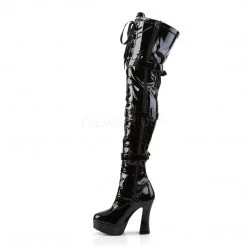 Pleaser 5" Heel Black Heel Platform Lace-Up Thigh Boots* Shoes 7 Pleaser 5