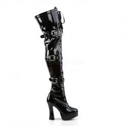 Pleaser 5" Heel Black Heel Platform Lace-Up Thigh Boots* Shoes 9 Pleaser 5