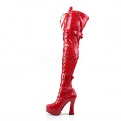 Pleaser Shoes 5" Heel Red Stack Heel Platform Lace-Up Boots*