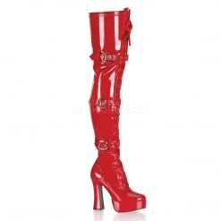 Pleaser Shoes 5" Heel Red Stack Heel Platform Lace-Up Boots*
