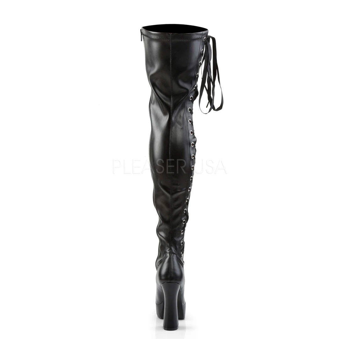 Pleaser 5" Heel Black Stack Heel Platform Thigh Boots* 6 Pleaser 5" Heel Black Stack Heel Platform Thigh Boots*