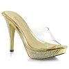 Fabulicious Shoes Gold Chrome 4.5" Heel With Rhinestones
