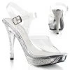Fabulicious Clear/Silver Chrome 4.5" Heel 1" Platform Ankle Strap Sandal
