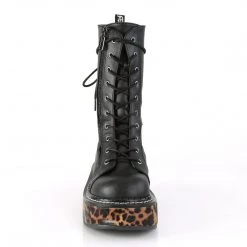 Demonia Shoes Black/Leopard Print Vegan Leather 2" Platform Boots*