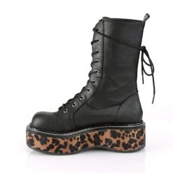 Demonia Shoes Black/Leopard Print Vegan Leather 2" Platform Boots*