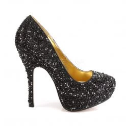 Fabulicious Shoes Black Satin 5.25" Heel Platform Pump 9 Fabulicious Shoes Black Satin 5.25