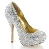 Fabulicious Silver Satin 5.25" Heel Hidden Platform Pump Shoes