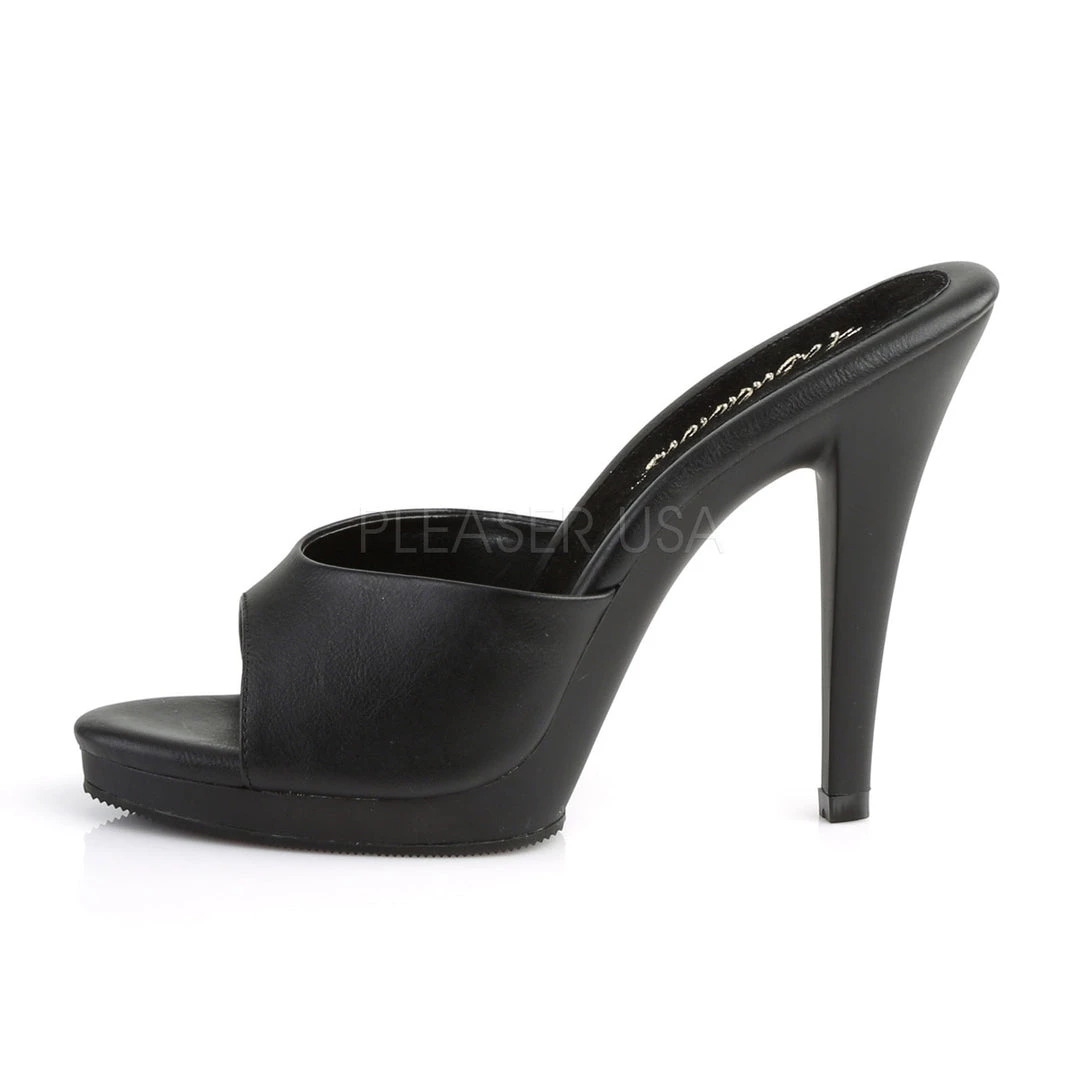 Fabulicious Black 4.5" Heel Platform Slide Shoes 4 Fabulicious Black 4.5" Heel Platform Slide Shoes