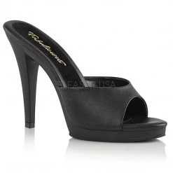 Fabulicious Black 4.5" Heel Platform Slide Shoes