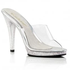 Fabulicious Clear 4.5" Heel 1/2" Platform Slide Shoes