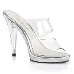 Fabulicious Clear 4.5" W/ .5" Platform Two Band Slide Shoes