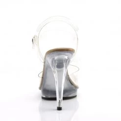 Fabulicious Shoes Clear/Tan 4.5" Heel Ankle Strap Sandal 8 Fabulicious Shoes Clear/Tan 4.5