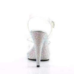 Fabulicious Clear/Silver 4.5" Heel Ankle Strap Sandal Shoes 8 Fabulicious Clear/Silver 4.5